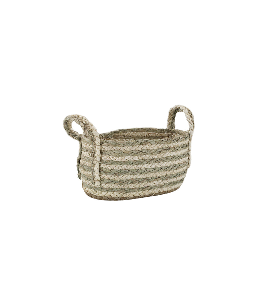 Basket H19/L32/W22 cm cream & verte
