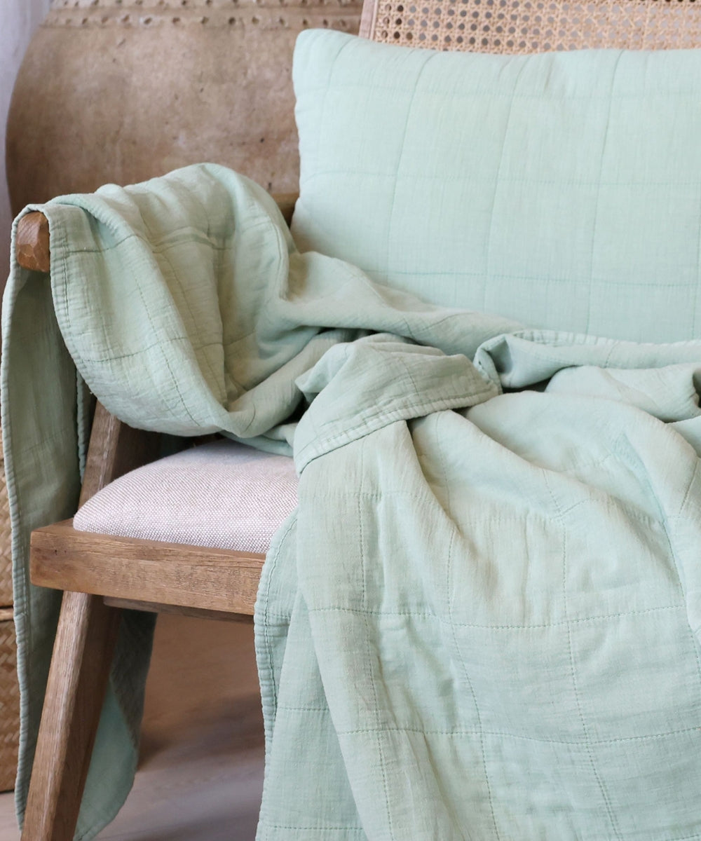 Aix Vintage Quilt L180/W130 cm verte