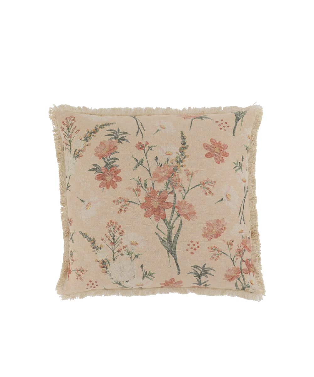 Aix Pillowcase w. fringes & flower pattern L50/W50 cm rose