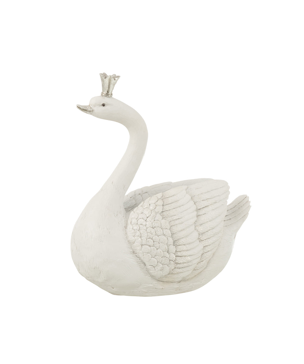 Piggy Bank Swan Poly White/Silver - white ceramic swan figurine silver