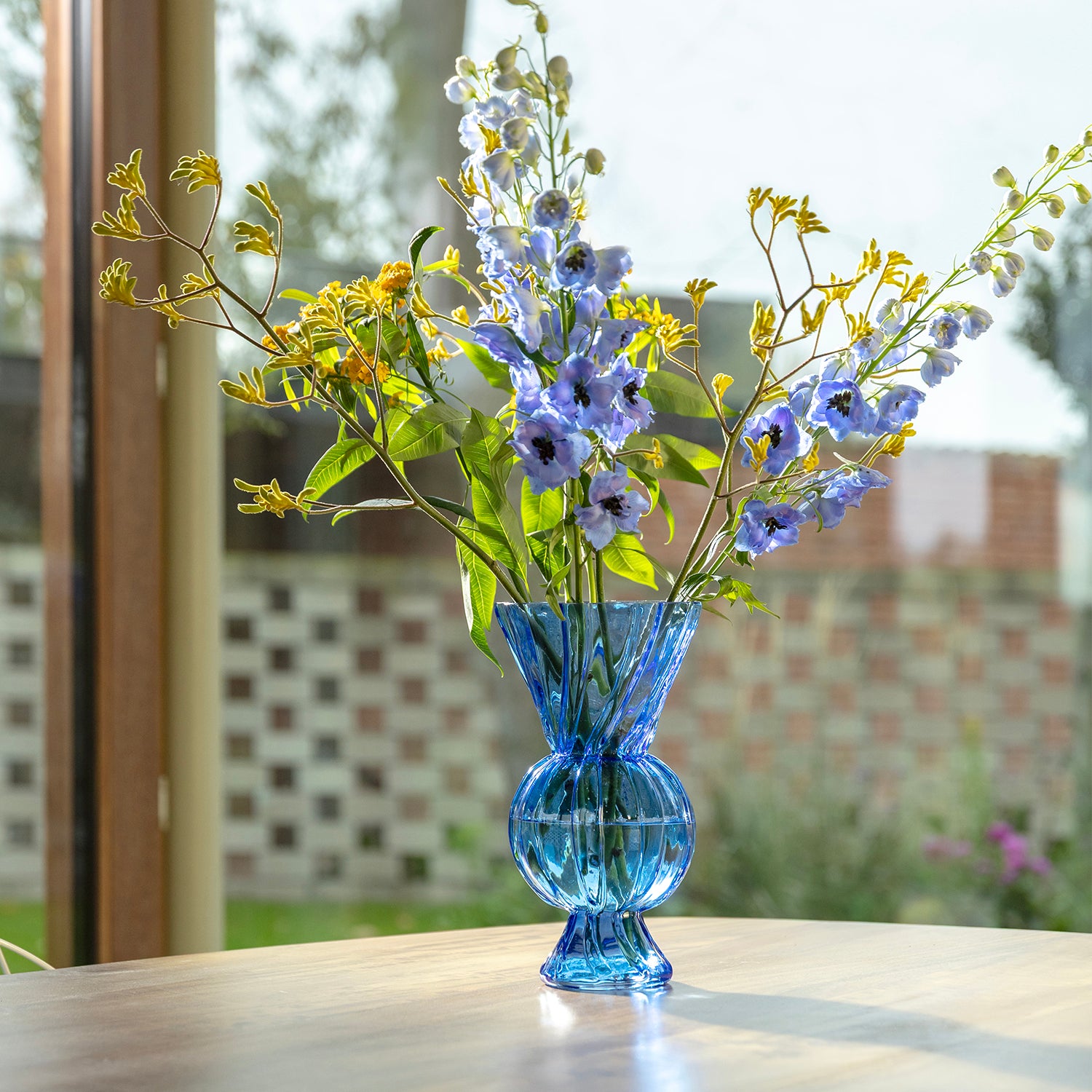 Klevering Vase Rhombic Glass Blue D- 16.5 cm H- 28.5 cm