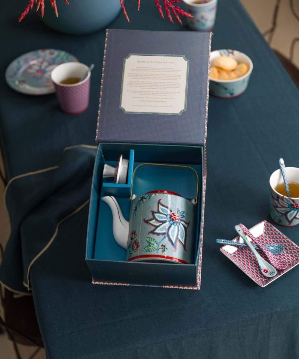 PIP Studio | Giftset Teapot Oriental Flower Festival Blue