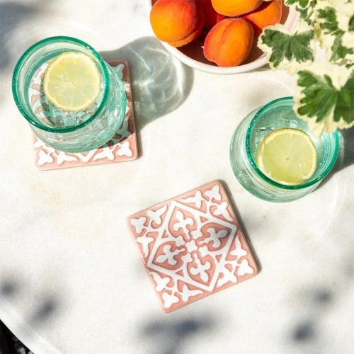 Rex London Ceramic tile coasters (set of 2) - Pink L- 9.4 cm W- 9.4 cm H- 0.8 cm