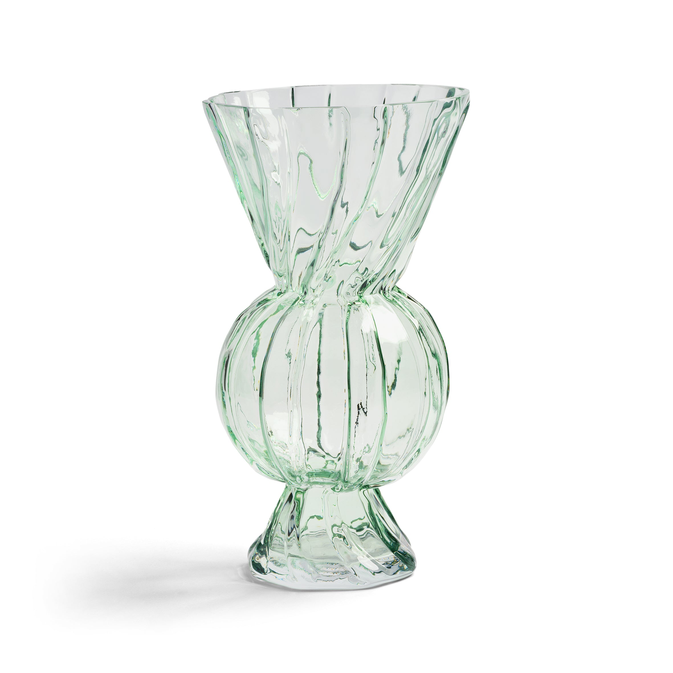 Klevering Vase Rhombic Glass Green D- 16.5 cm H- 28.5 cm