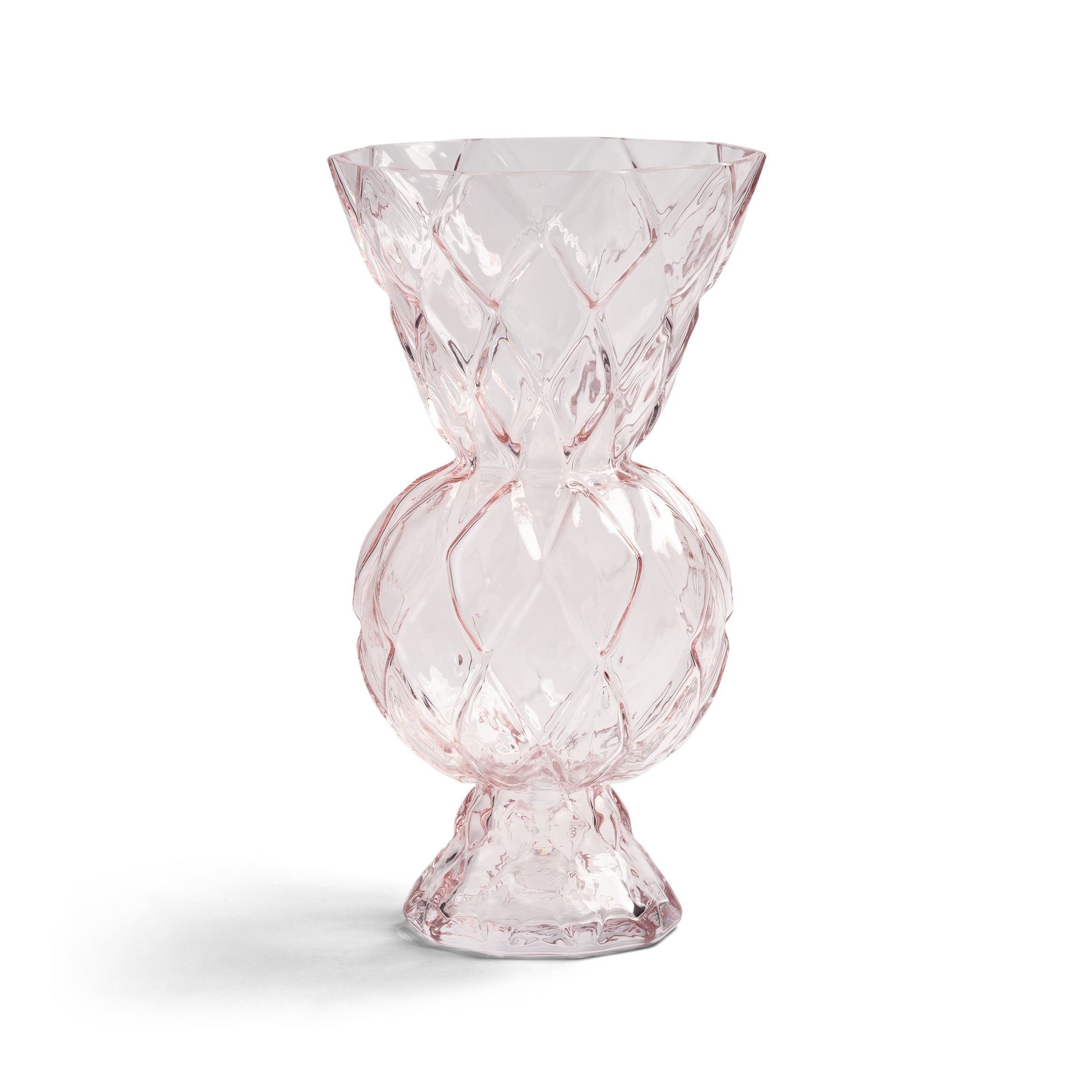 Klevering Vase Rhombic Glass Pink D- 16.5 cm H- 28.5 cm