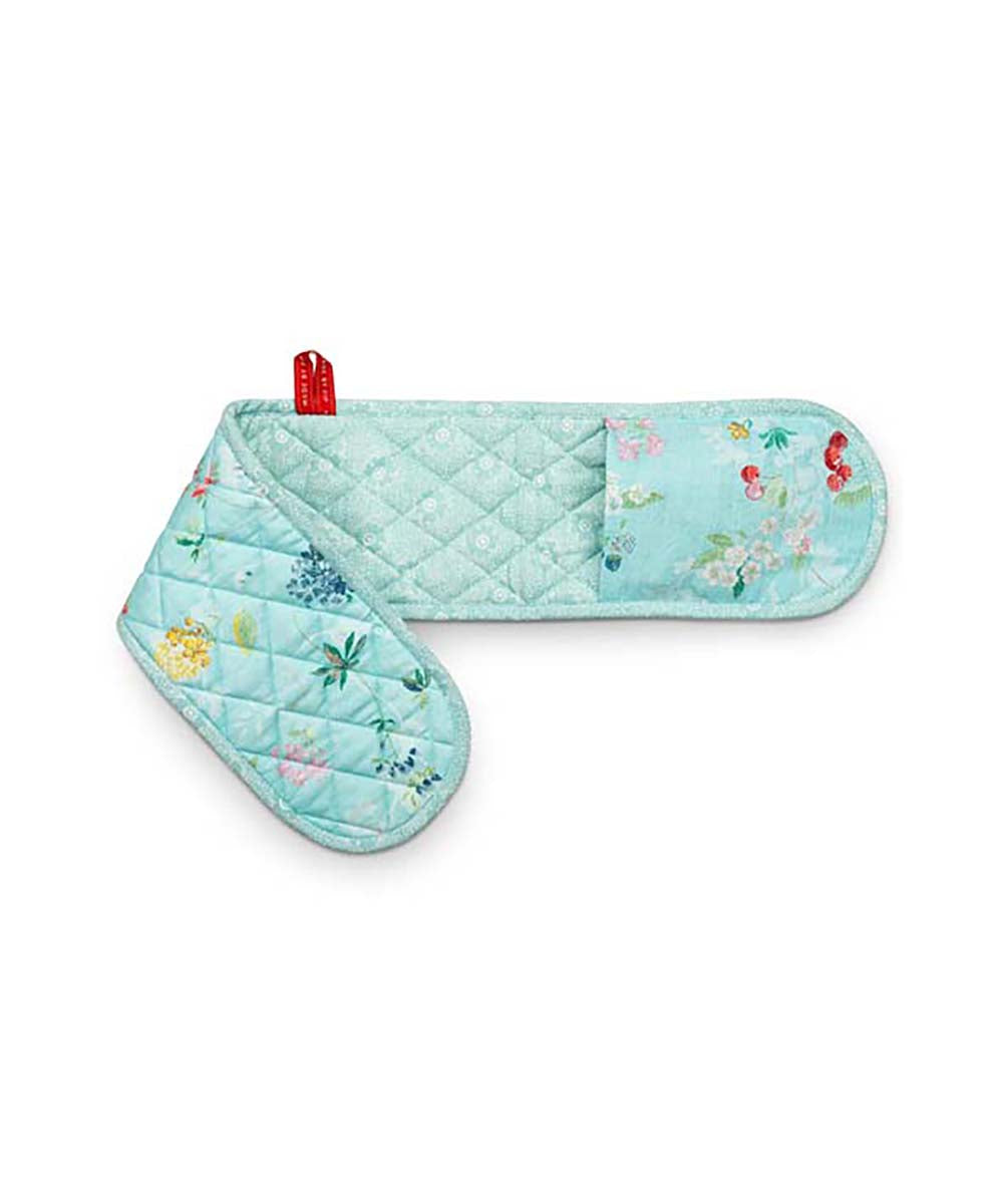 Double Oven Mitten Hummingbirds Blue 88X17Cm - light blue quilted oven mitt
