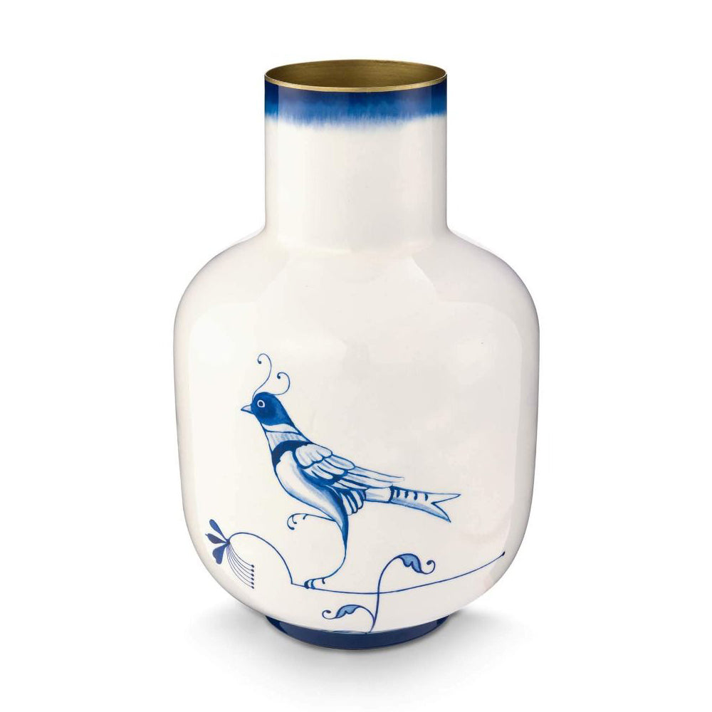 Pip Studio Vase Metal Pip & The Blue Bird Blue D- 20 cm H- 30 cm