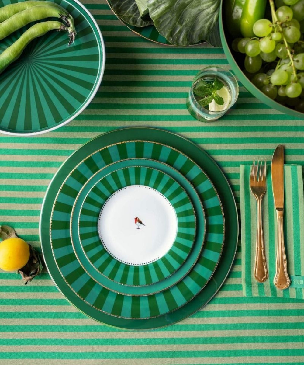Plate Love Birds Stripes Emerald Green (17 cm)