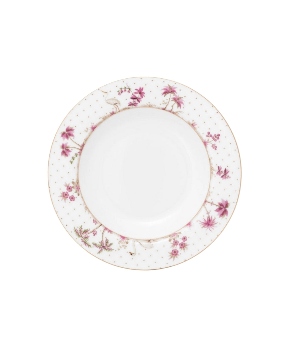 Deep Plate Jolie Dots Gold Pink 21.5Cm - delicate white ceramic plate adorned