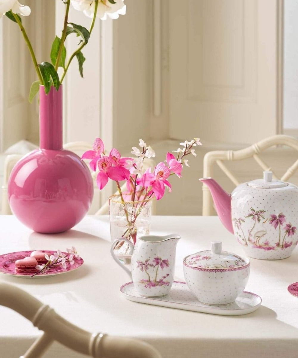 Jug Jolie Dots Gold Pink 250Ml - glossy pink ceramic vase rounded