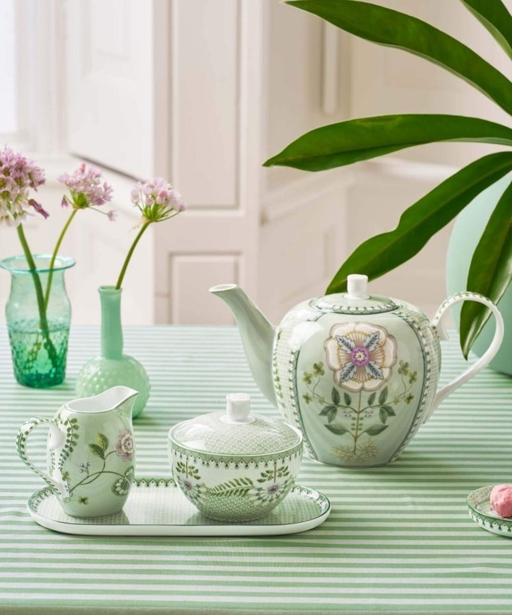 Sugar Bowl Lily & Lotus Tiles Light Green 300Ml - delicate mint green porcelain teapot
