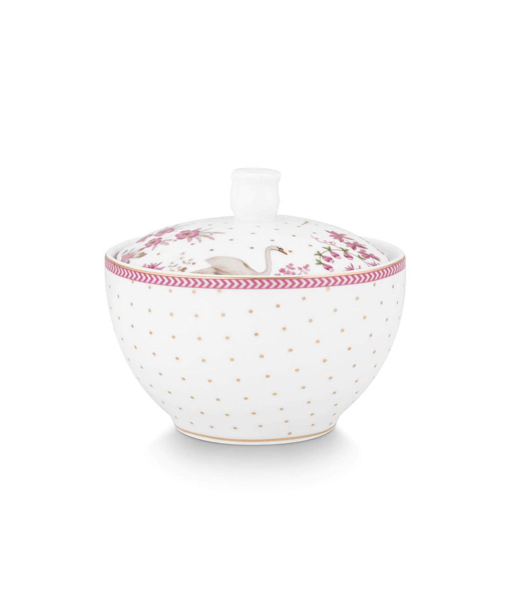 Sugar Bowl Jolie Dots Gold Pink 300Ml - white ceramic sugar bowl lid
