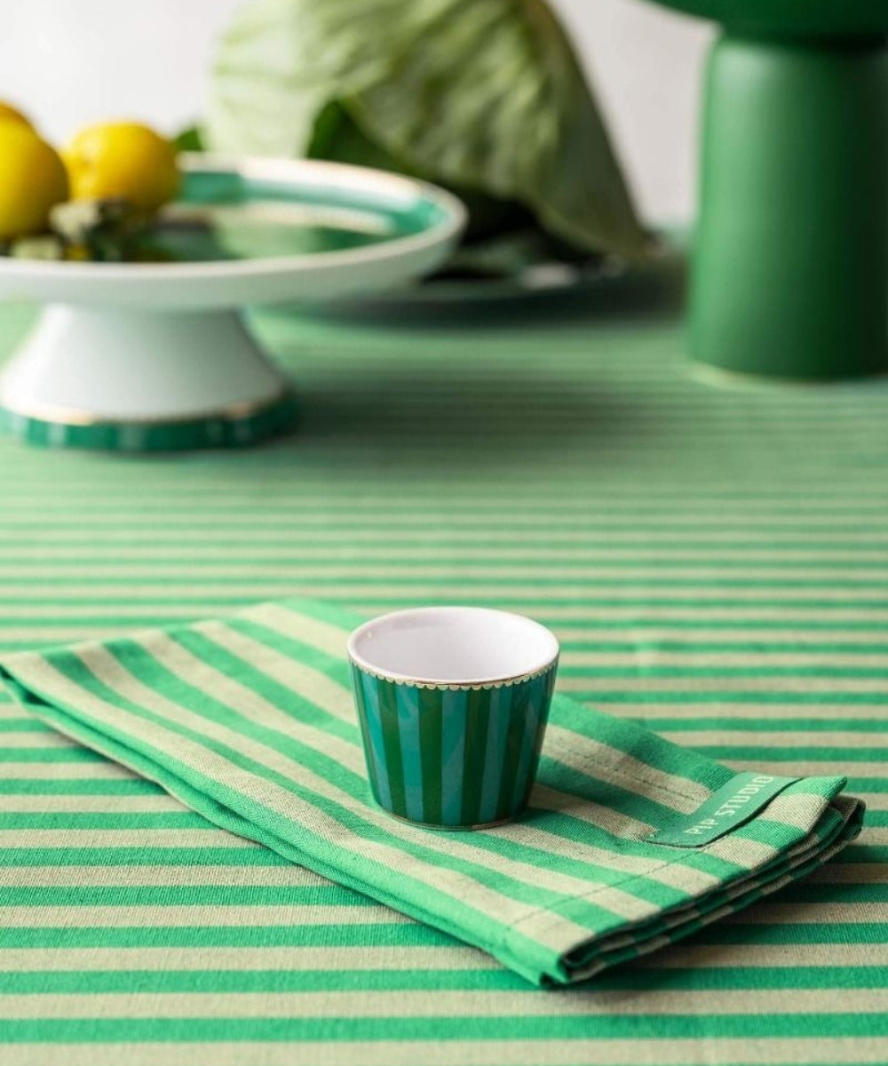 Egg Cup Love Birds Stripes Emerald-Green