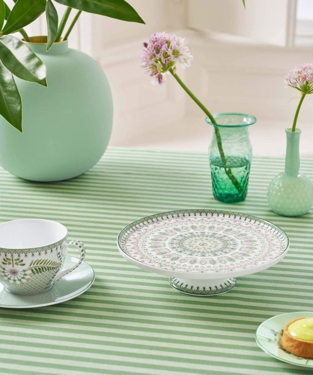 Mini Cake Tray Lily & Lotus Moon Delight Light Green 21Cm - white ceramic cake stand intricate