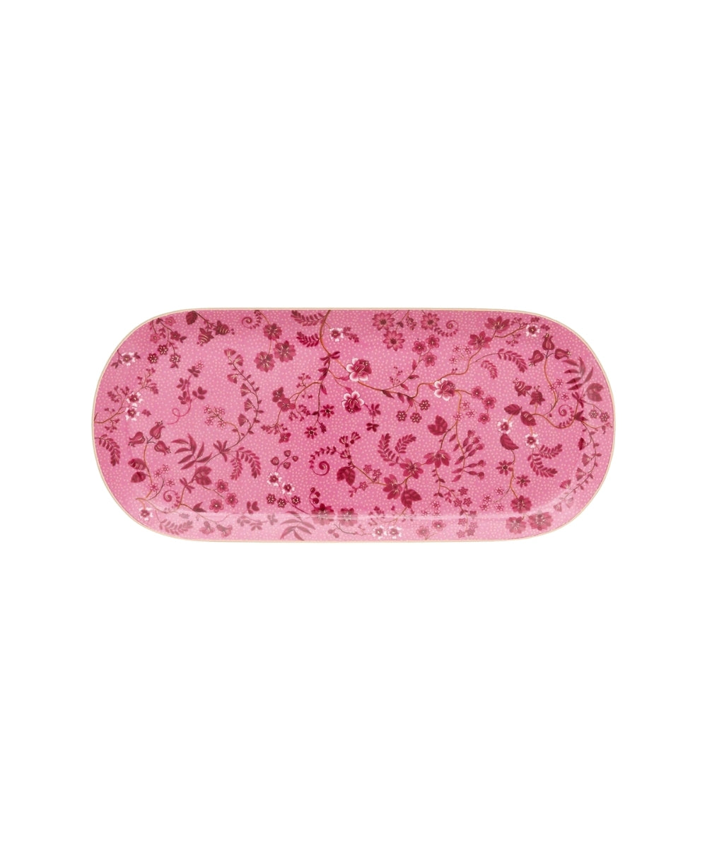Cake Tray Rectangular Jolie Flowers Pink 33.3X15.5Cm - pink rectangular tray rounded edges