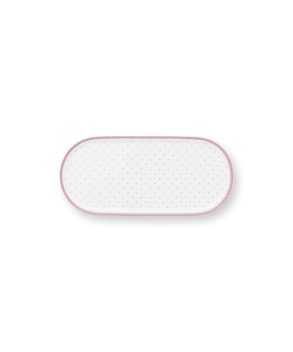 Plate Sugar & Creamer Jolie Dots Gold Pink 25X12Cm - white ceramic tray delicate pink