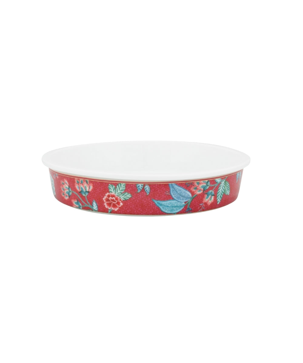 Baking Dish Round Flower Festival Dark Pink (25.5 X 5 cm)