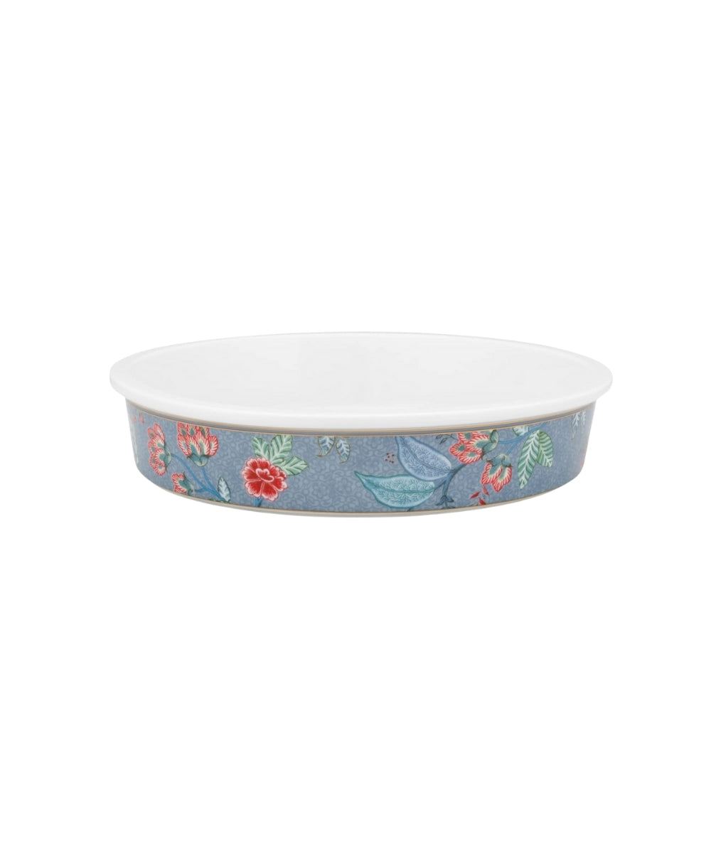 Baking Dish Round Flower Festival Blue (25.5 X 5 cm)