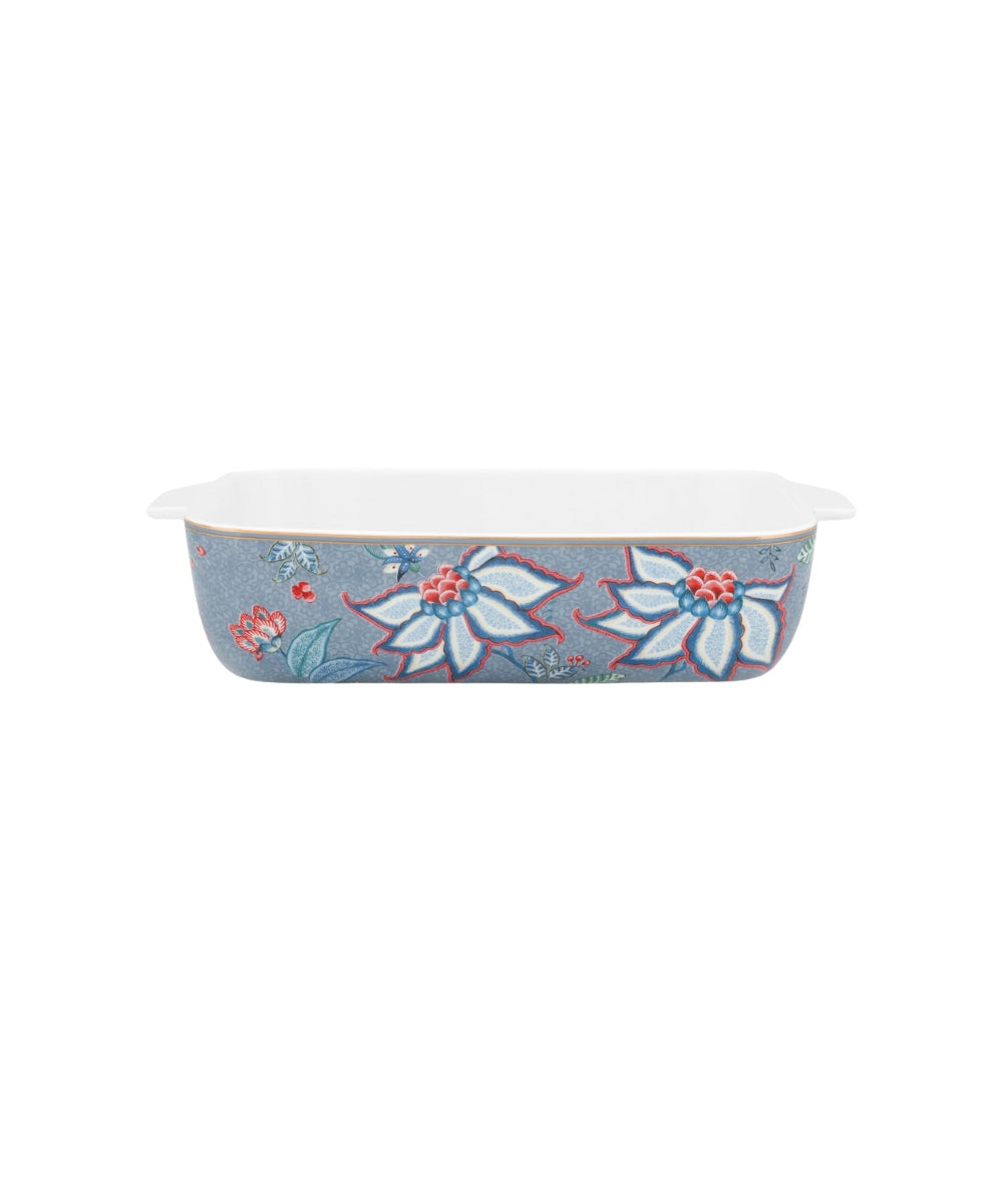 Baking Dish Rectangular Flower Festival Blue (27.5 X 18.5 X 6.5 cm)