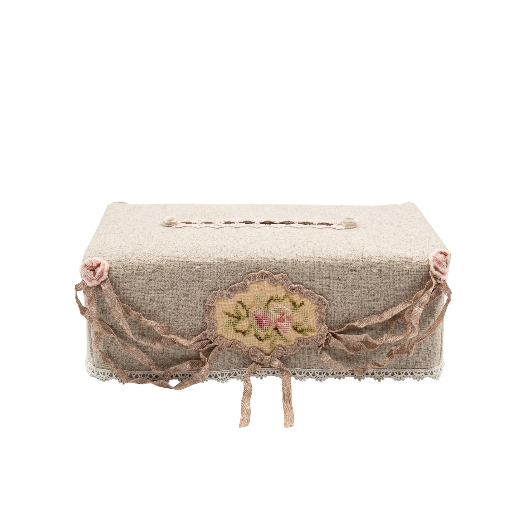 Kabale Tissue Box Cover in Linen Fabric L- 25 cm W- 12 cm Earthy Tone