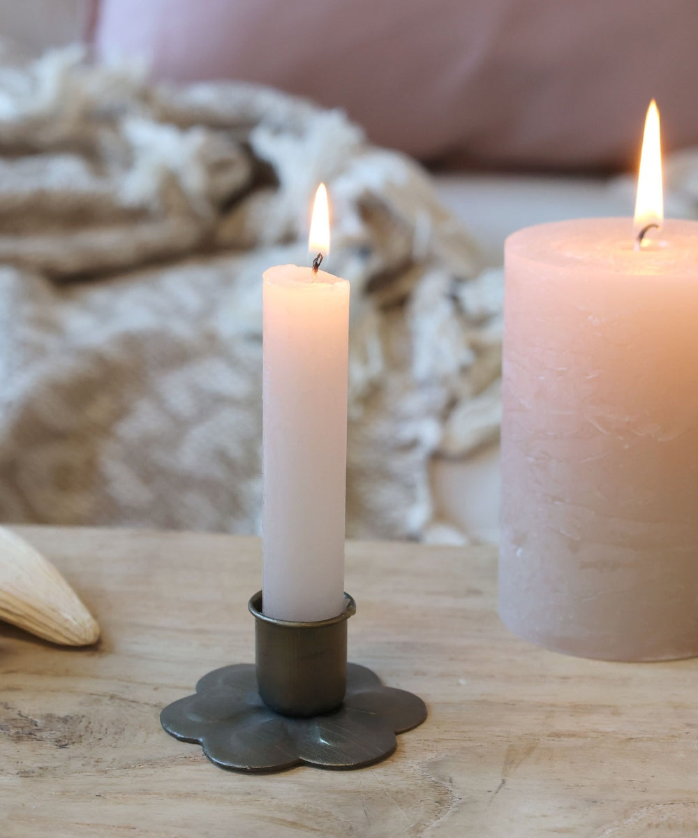 Macon Short Dinner Candle rustic 4 h H11/D2 cm nude