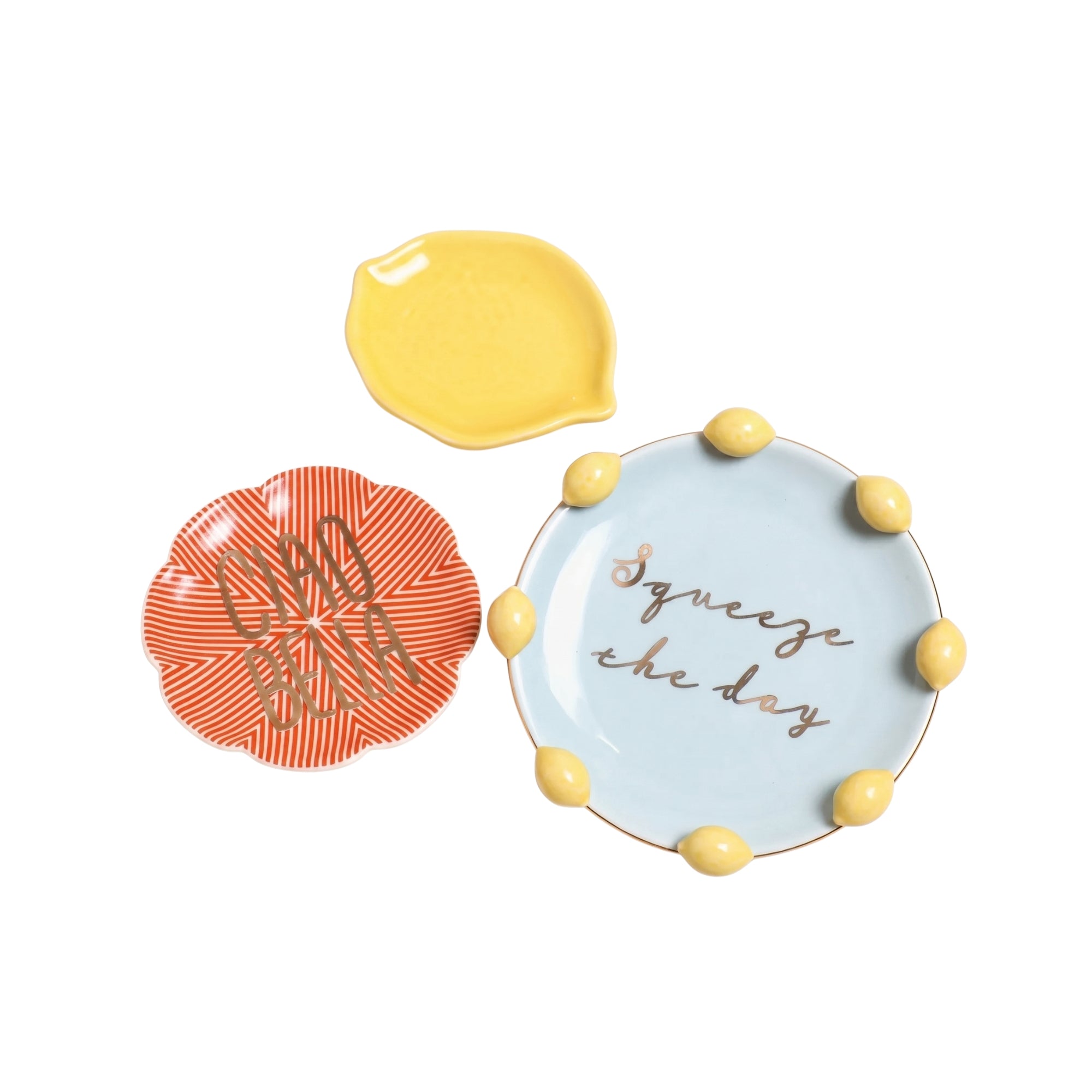 Lisa Angel Set of 3 Lemon Nesting Trinket Dishes W- 10 /8/ 7.5 cm H- 2/ 1 /1 cm