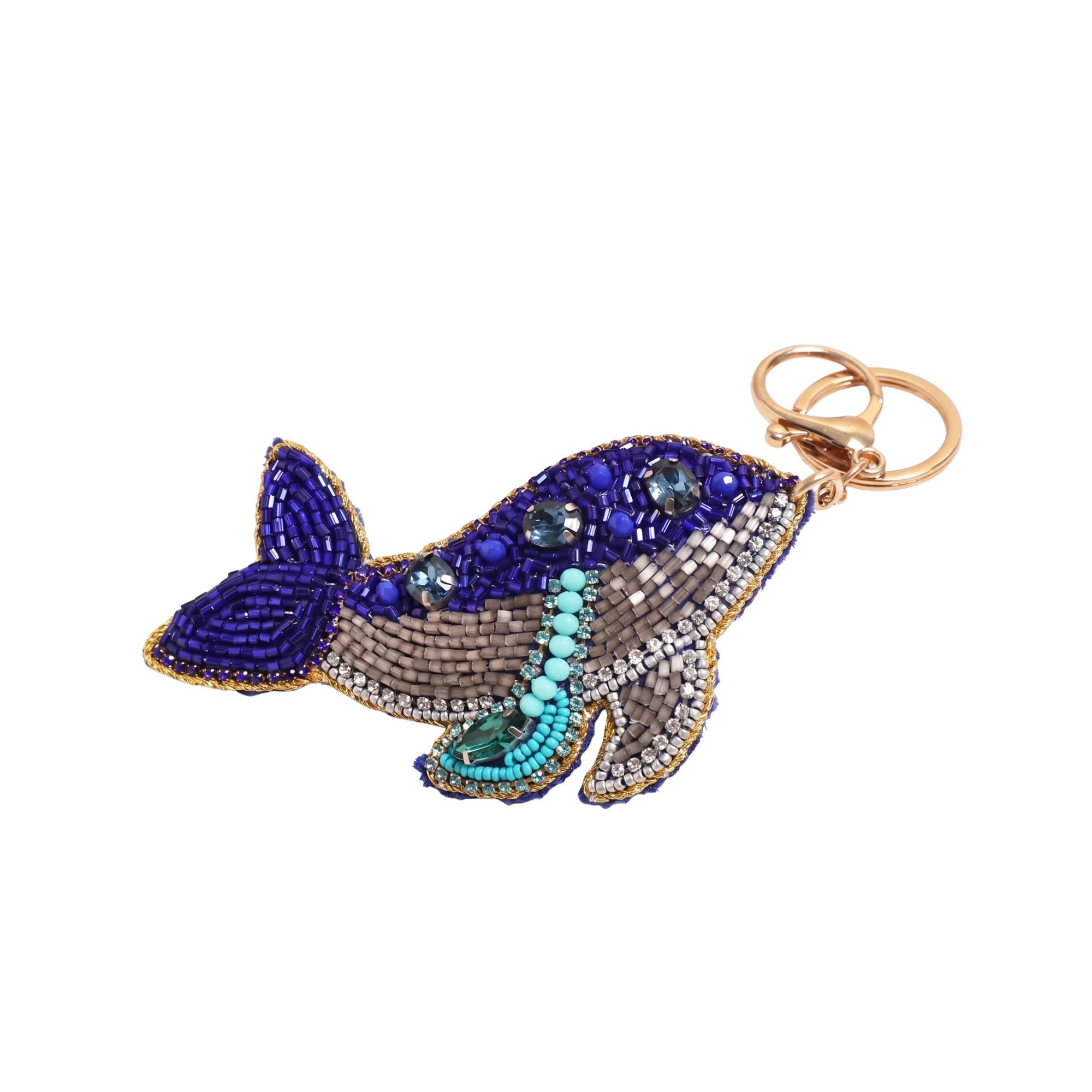 Lisa Angel Beaded Whale Keyring and Bag Charm W- 6 cm H- 12.5 cm D- 1 cm