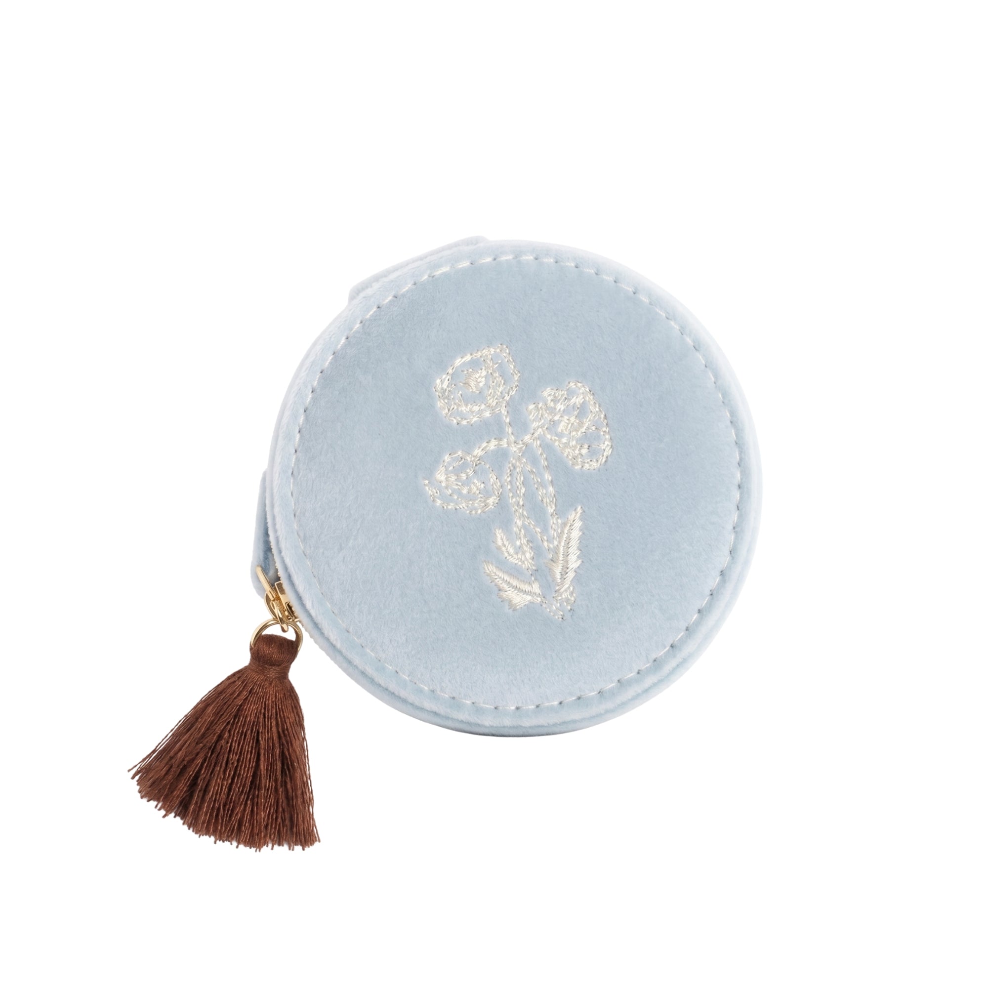 Lisa Angel Blue Wildflower Mini Round Travel Jewelry Case W- 8.5 cm H- 5 cm D- 8.5 cm
