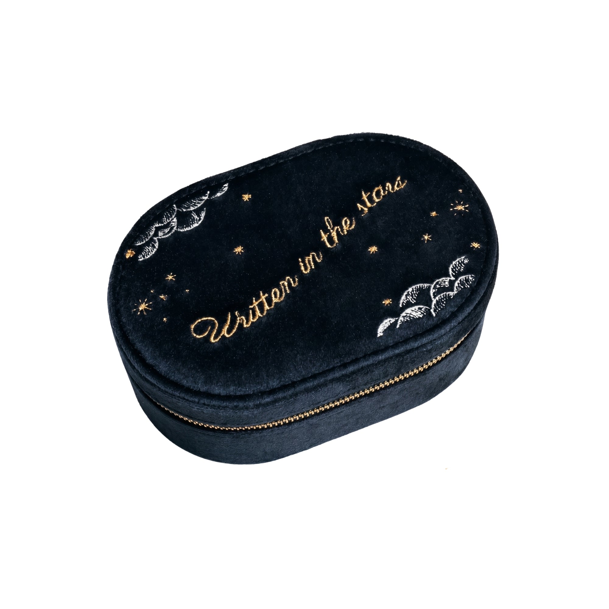 Lisa Angel 'Written In The Stars' Velvet Oval Jewelry Case in Navy W- 14.5 cm H- 4.5 cm W- 14.5 cm