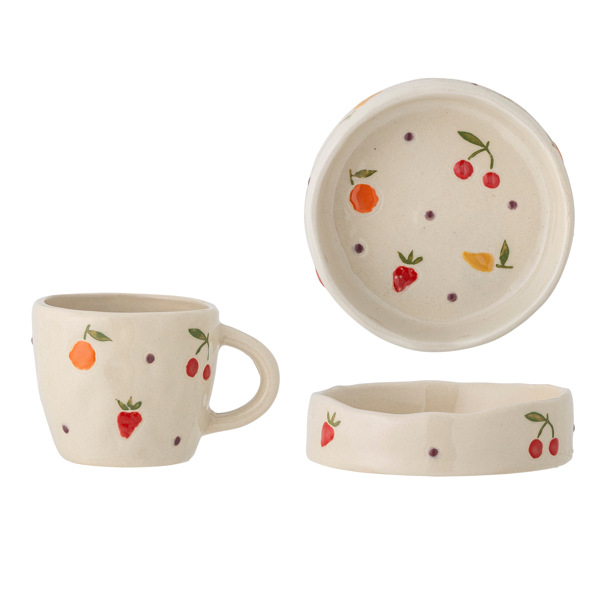 Blooming Ville Tatiana Tableware Set of 2 Stoneware Cup: H- 6.5 cm D- 7 cm,Plate: H- 2.5 cm D- 10 cm Nature