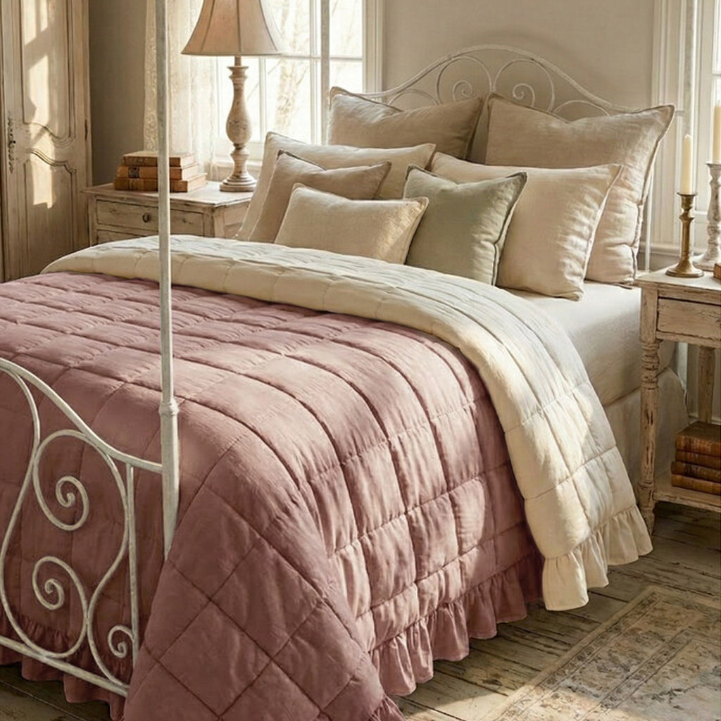 Blanc Mariclo Quilt Bicolor Quilt With Frills 300 Gsm L- 260 cm W- 260 cm