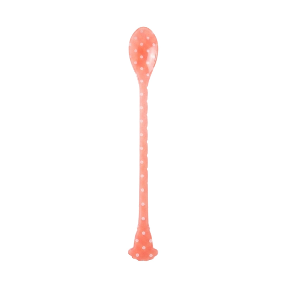 Rice Acrylic Latte Spoon Pink Dots L- 23 cm W- 3 cm