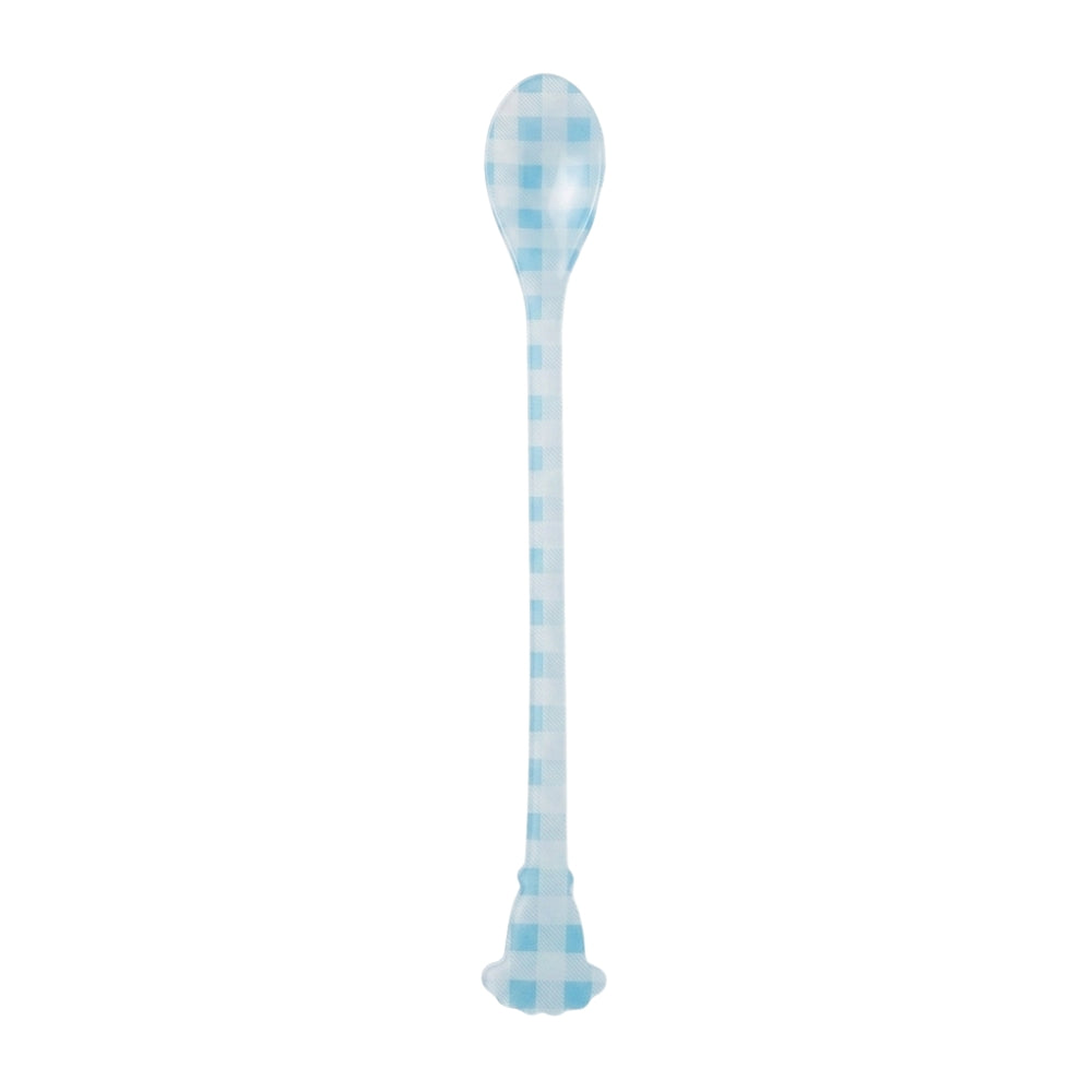 Rice Acrylic Latte Spoon Blue Checkered L- 23 cm W- 3 cm