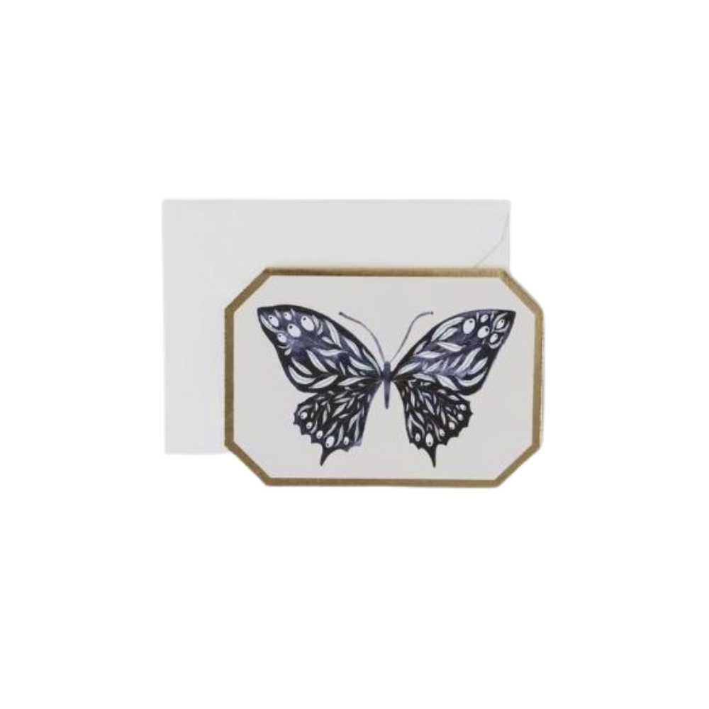 Katie Housley Blue butterfly botanical die cut mini card L- 10.5 cm W- 7.4 cm