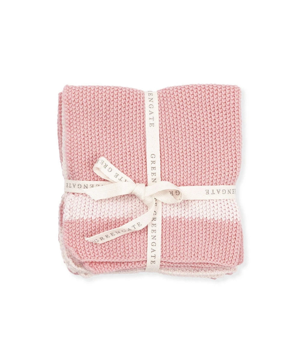 Dish Cloth Alice Pale Pink Set Of 3 Pcs Ass - soft pink white striped knitted