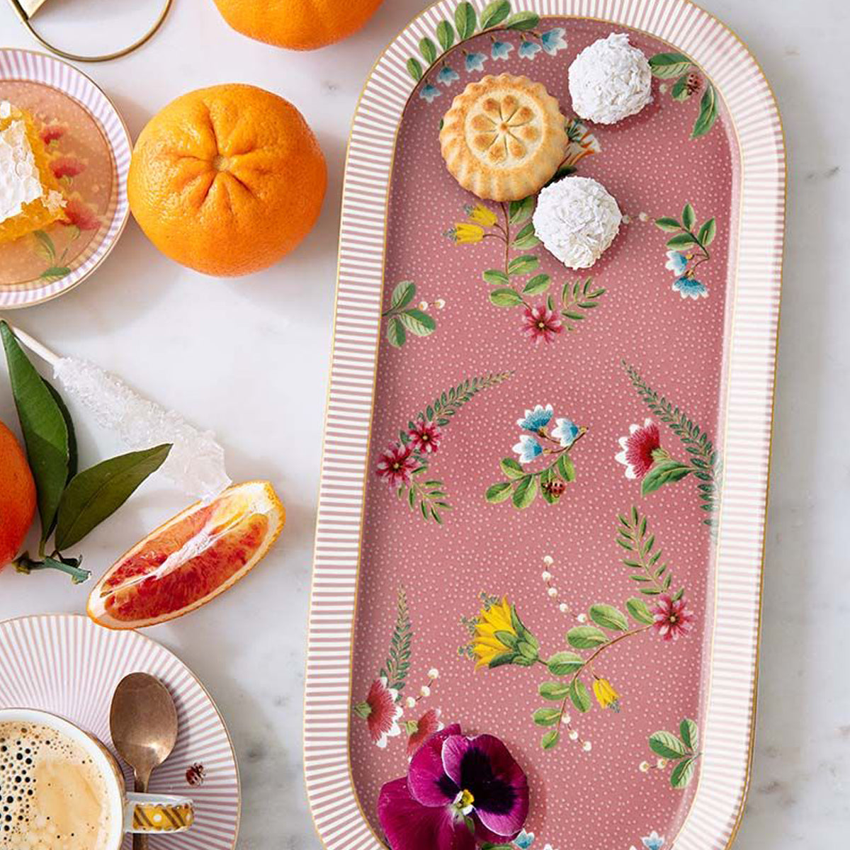 Pip Studio Cake Tray La Majorelle Pink L- 33.3 cm W- 15.5 cm Porcelain