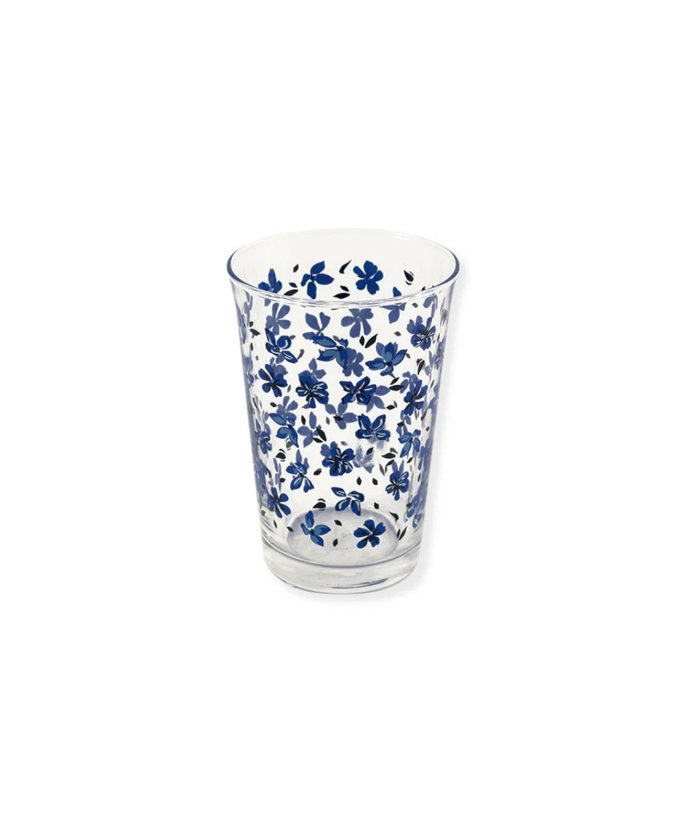 Water Dahla White - clear glass tumbler adorned delicate