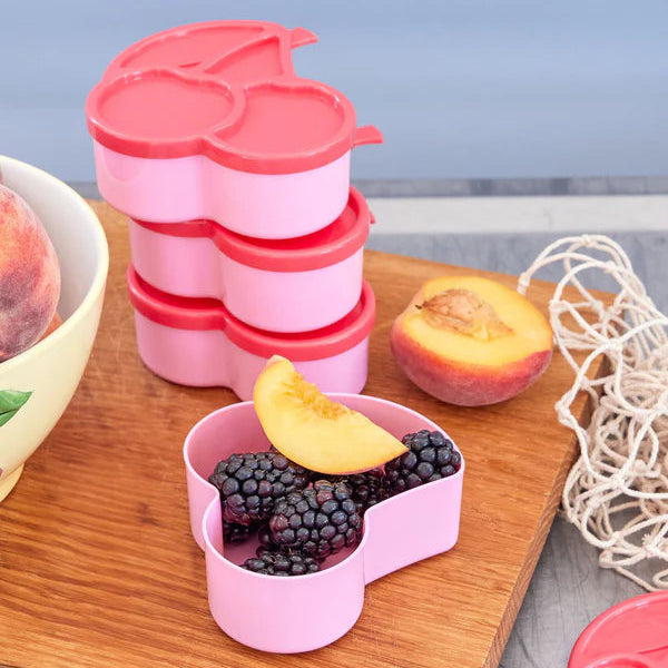 Rice Plastic Food Keepers in Cherry Shape - 4 pcs in a Net Pink