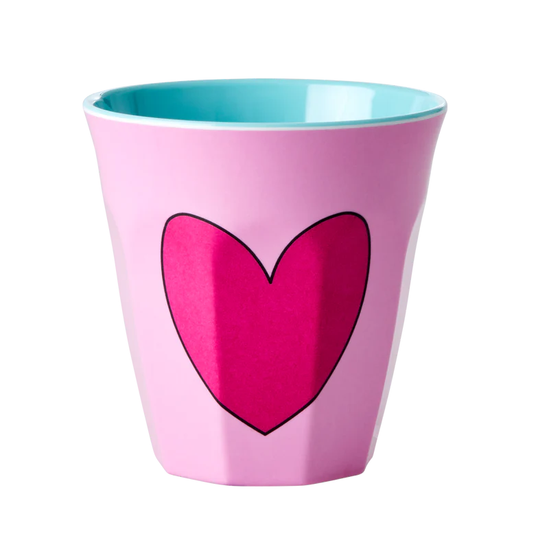 Rice Melamine Cup - Heart 250 ml Pink