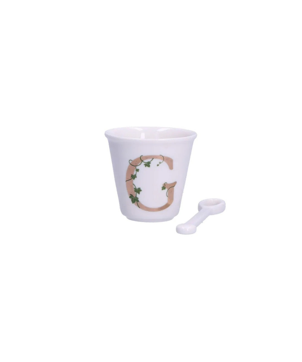 Unico Cup ’G’ W/O Handle W/Spoon 75 Ccgb - white ceramic egg cup decorative