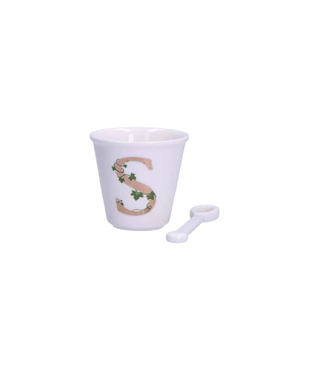 Unico Cup ’S’ W/O Handle W/Spoon 75 Ccgb - white ceramic egg cup decorative
