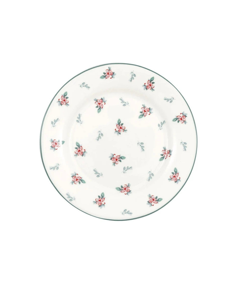 Plate Jalia White - white ceramic plate delicate pink