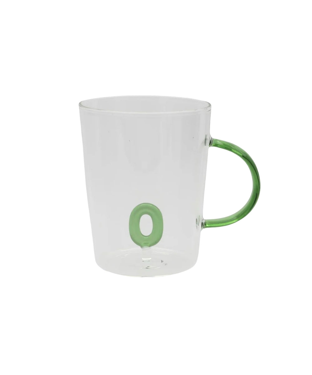 U10057122U00 - Allalettera Mug O - clear glass mug vibrant green