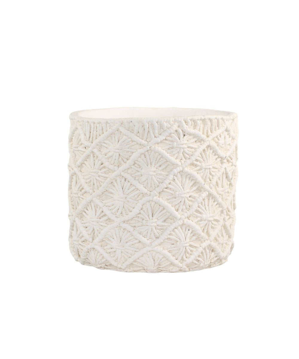 Corte Planter w. braided pattern H21/D22.5 cm cream
