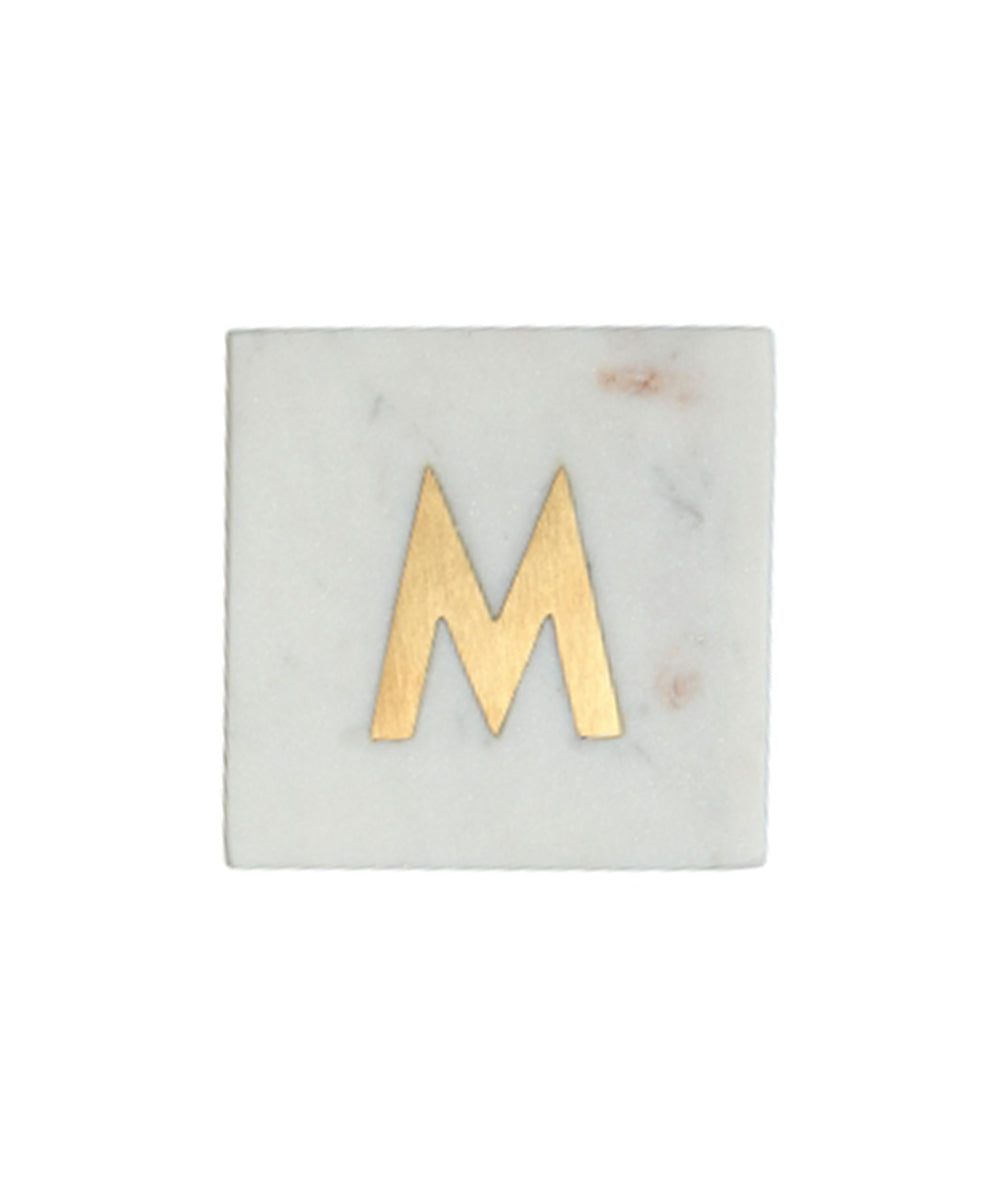 Verona Marble Monogram Coaster Letter M