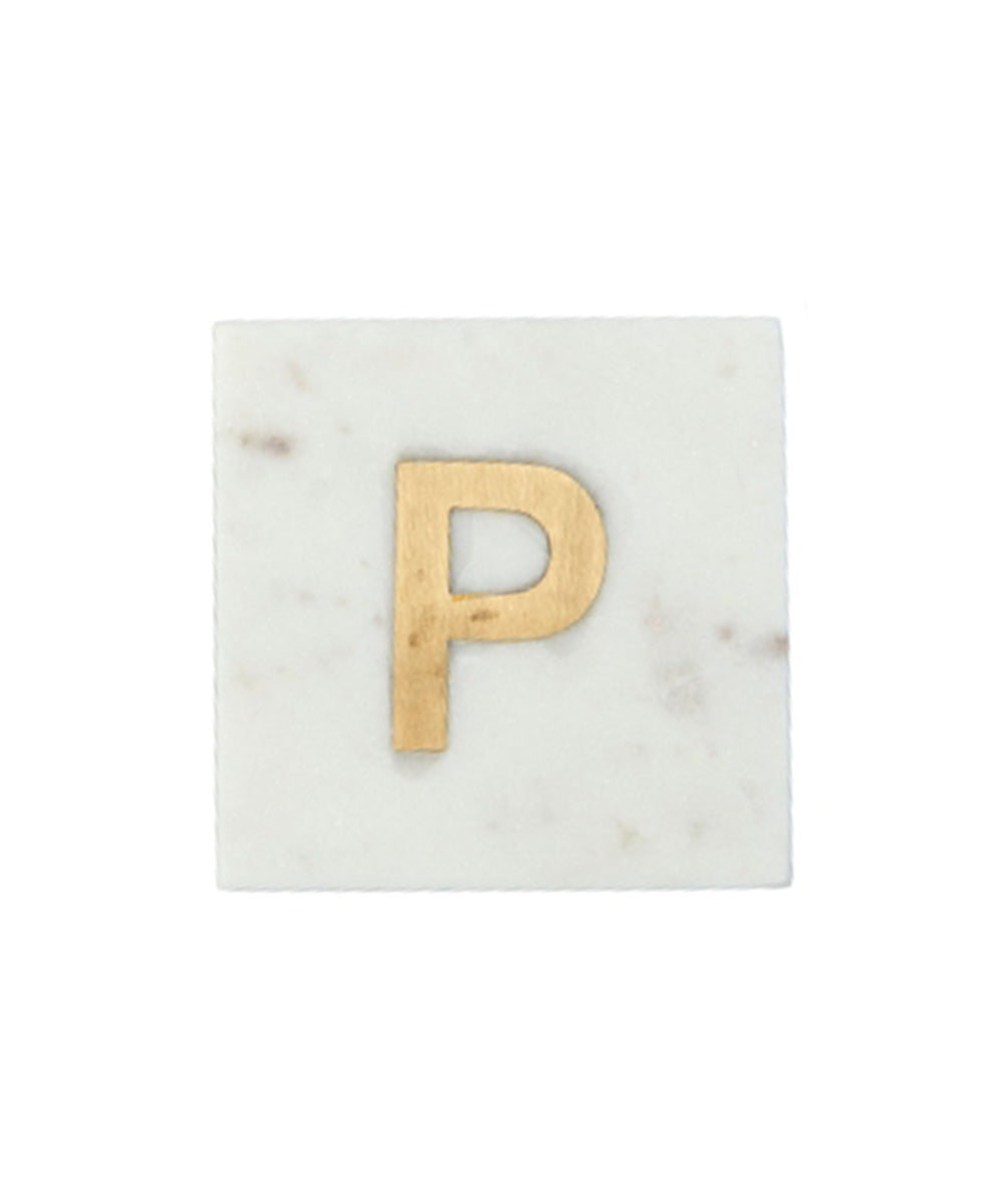 Verona Marble Monogram Coaster Letter P