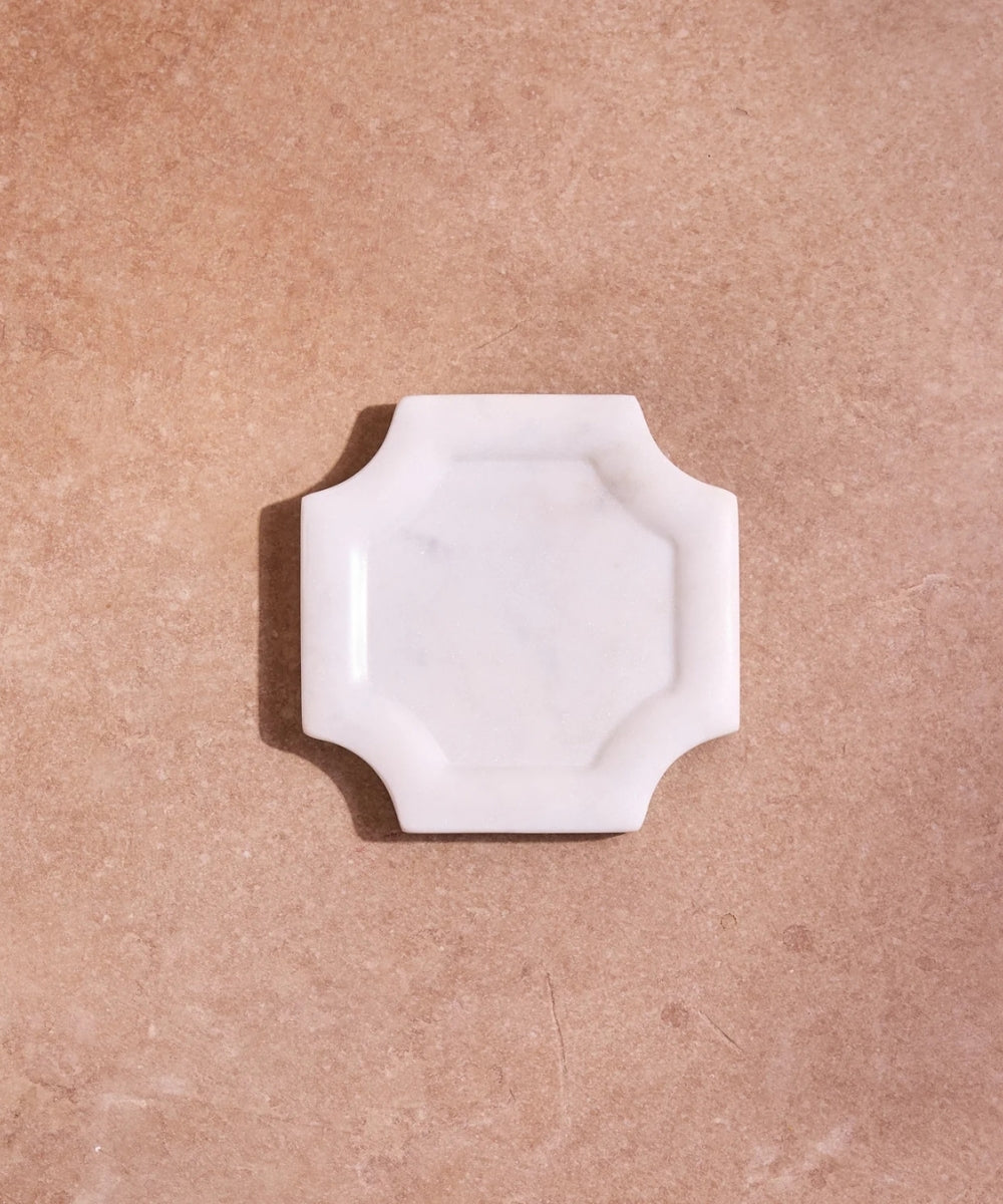 White Marble Coaster With Border