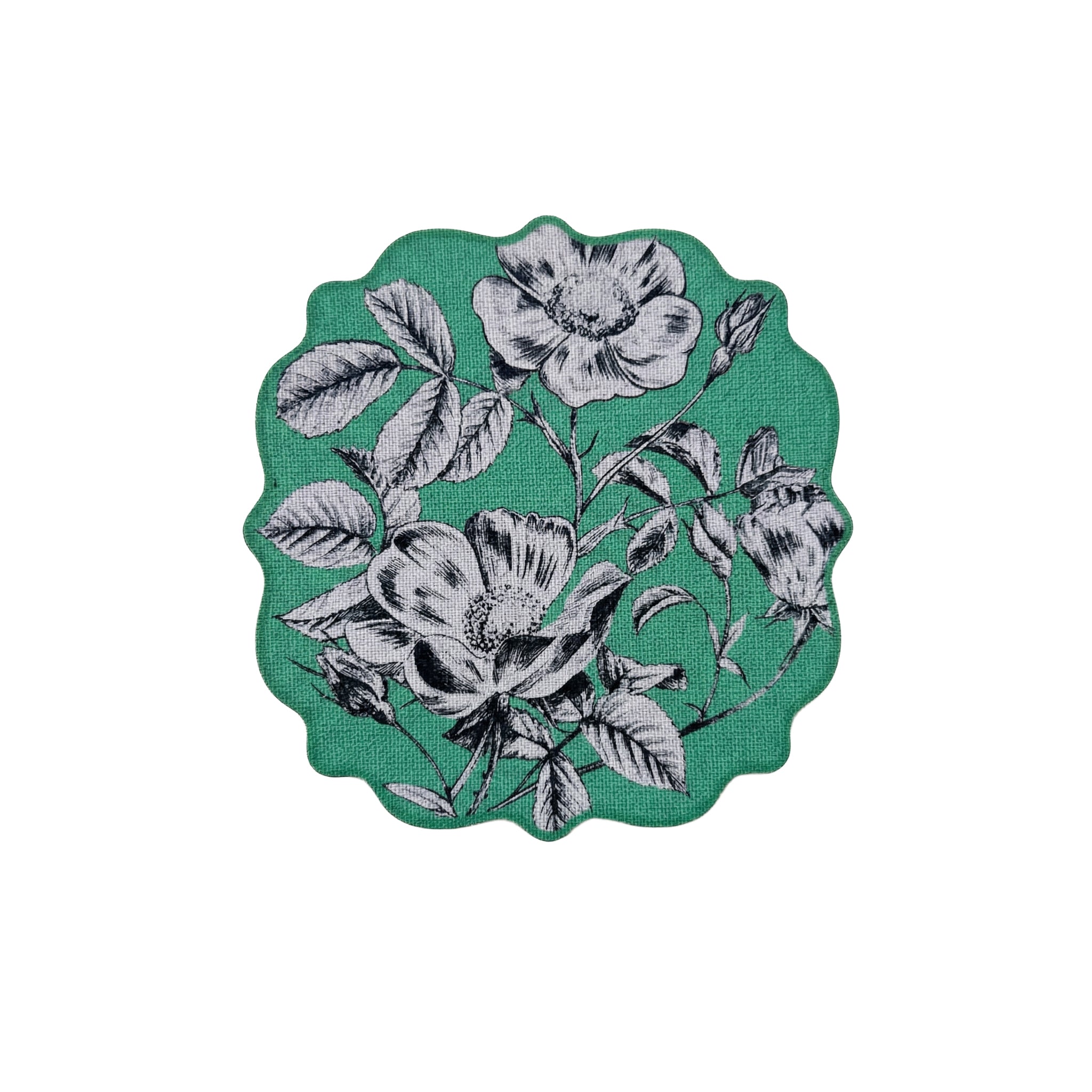 Plumeria Bottle Coaster Smerlate Fiori - Mint L- 13 cm W- 13 cm Wood Fiber/Cork/Cotton