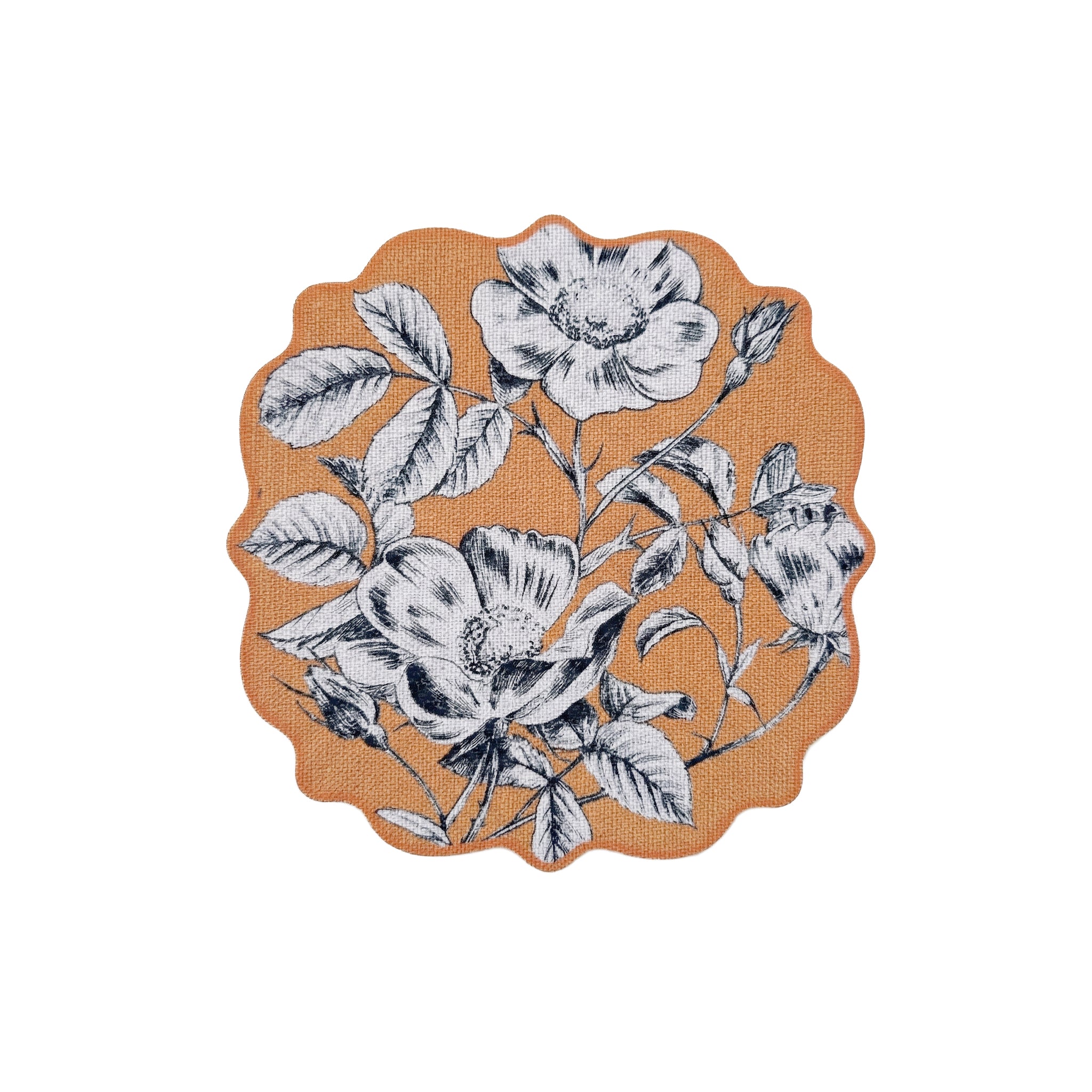 Plumeria Bottle Coaster Smerlate Fiori - Orange L- 13 cm W- 13 cm Wood Fiber/Cork/Cotton
