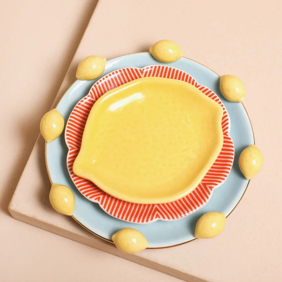 Lisa Angel Set of 3 Lemon Nesting Trinket Dishes W- 10 /8/ 7.5 cm H- 2/ 1 /1 cm